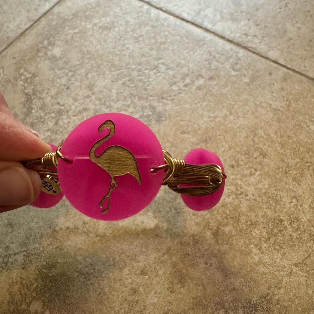 Bourbon and Bowties Pink and Gold Flamingo Bangle
